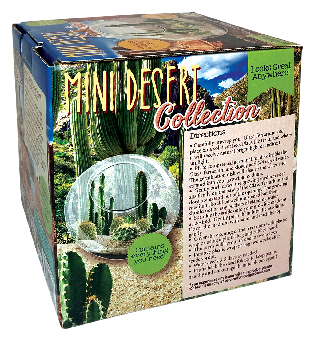 Mini Desert Collection Glass Terrarium Cacti Seed Starting Kit